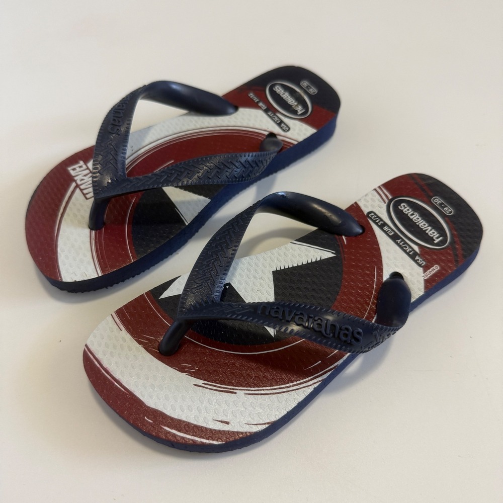 Havaianas Kids Marvel Captain America Flip Flops Blue Red White Size 13C/1Y
